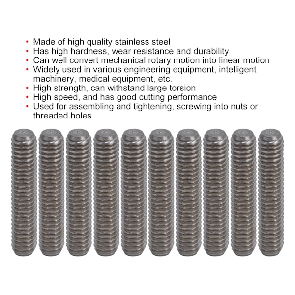 4808 Serie M4 Rustfritt Stål Gjengede Stenger Slitesterk Holdbar Høy Hardhet Stang Bar Studs4808-0004-0020