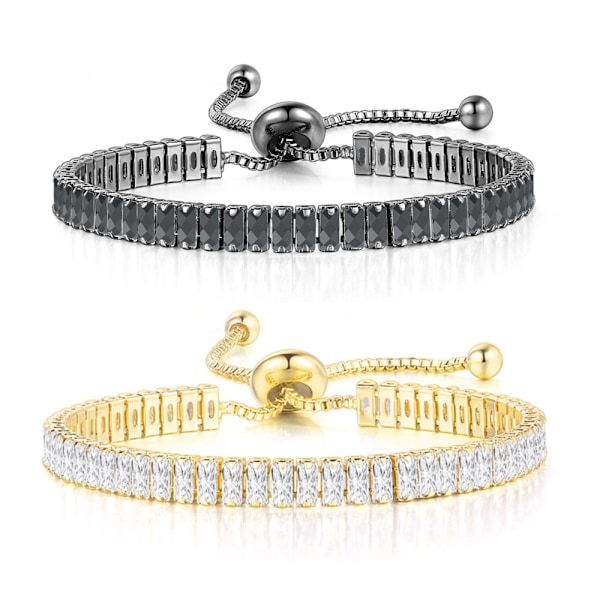 Tennis Armbånd til Kvinder og Piger, Mode Cubic Zirconia Smykkegave, Justerbart Trækstreng Armbånd