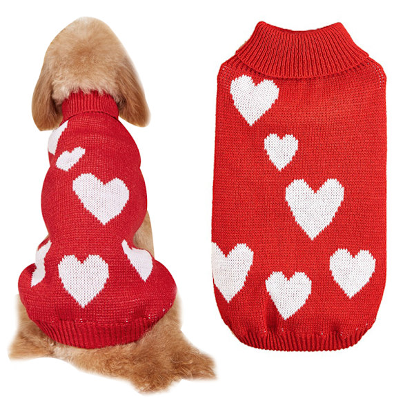 Efterårs- og vintertøj til kæledyr Valentinsdag kærlighed dejlig fersken hjerte strik sweater