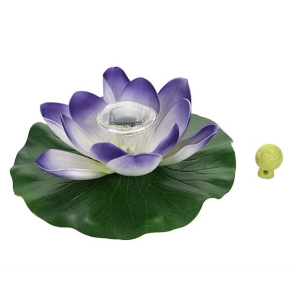 Vandafvisende Solcelledrevet LED Farveskiftende Lotusblomst Flydende Lampe Have Gul Lilla