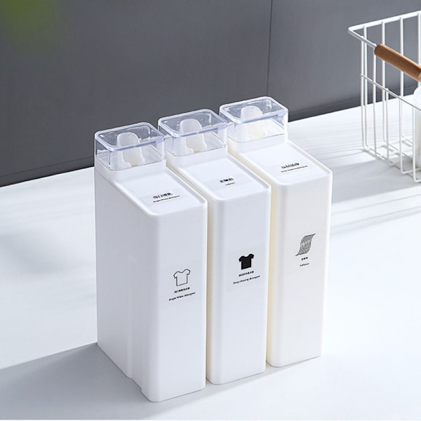 Hvid Vaskemiddel Dispenser Opbevaringsbeholder Genanvendelig Flydende Blødgøringsmiddel Holder til Badeværelse Toilet 1000ml