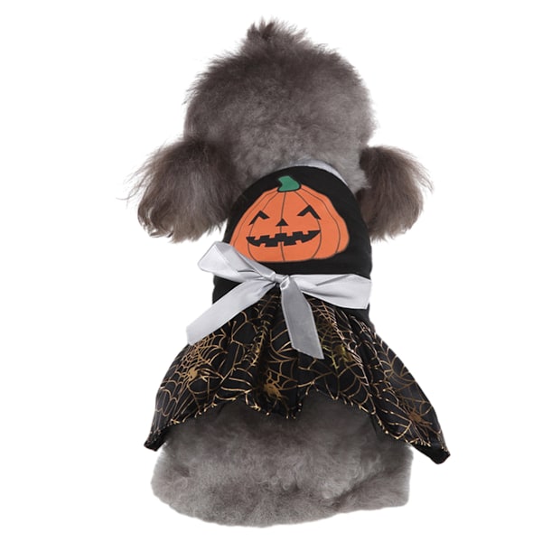 1 set pumpa spindelväv Halloween husdjur tillbehör hundkläder häxklänning husdjur hundkostym fladdermusklänning juldagen