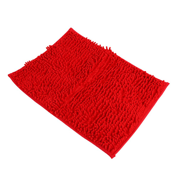 Shaggy Mikrofiber Absorberende Blød Badeværelsesdørmatte Teppe Antislip Bagside Rød