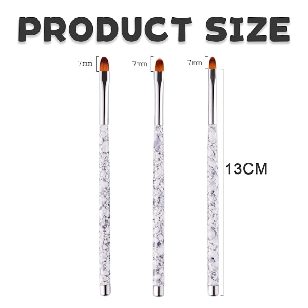 3-pack målade stretch-krokar för nagelkonst, multifunktionella nagelpennor, gellackspensel
