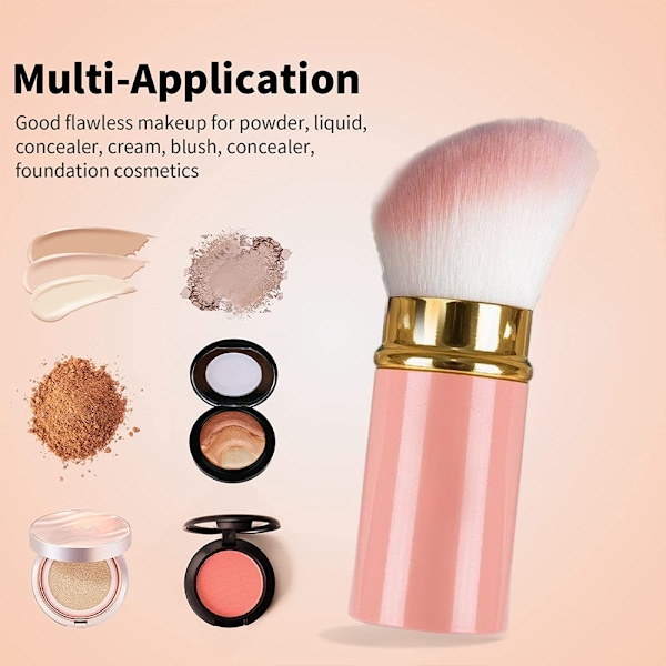 Retrakterbart Foundation Makeup-borste, Reseflatborste Bärbar Foundationborste med Skydd