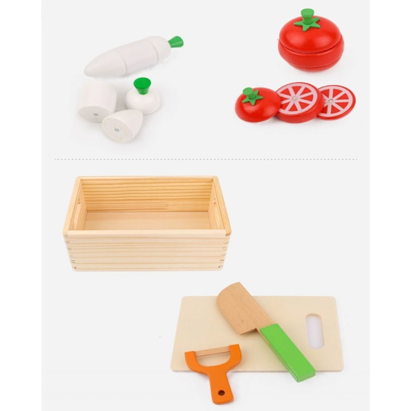 Träleksaker Barnmatsimuleringslek Matlagning, rollspel Magnetiska frukt- och grönsaksutbildningsleksaker
