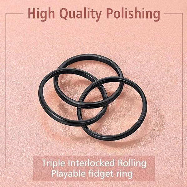 Trippelbandsringar sammanflätade rullande ringar för kvinnor flickor rostfritt stål silver ryska vigselring storlek 6 till 9
