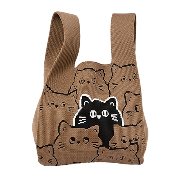 Damväska Retro Söt Liten Stickad Väst Väska Bärbar Bento Väska Casual Shopping Utomhus Handväska