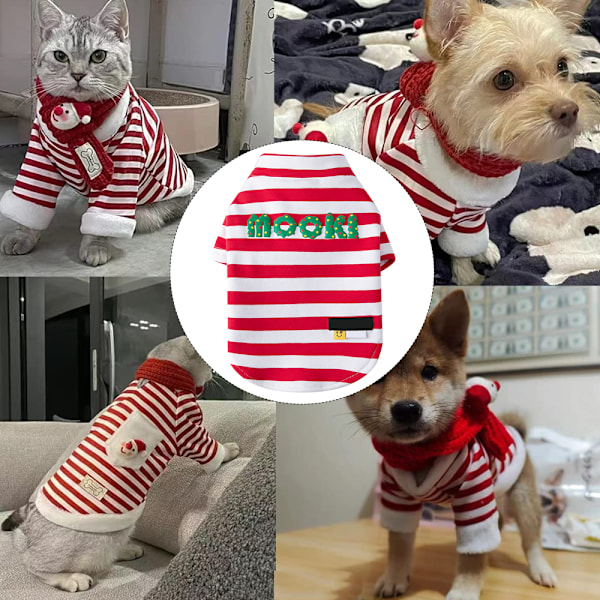 Hundekostumer i Bomuld til Små og Store Hunde Rugby Stribede T-Shirts Bløde Åndbare Hundetøj