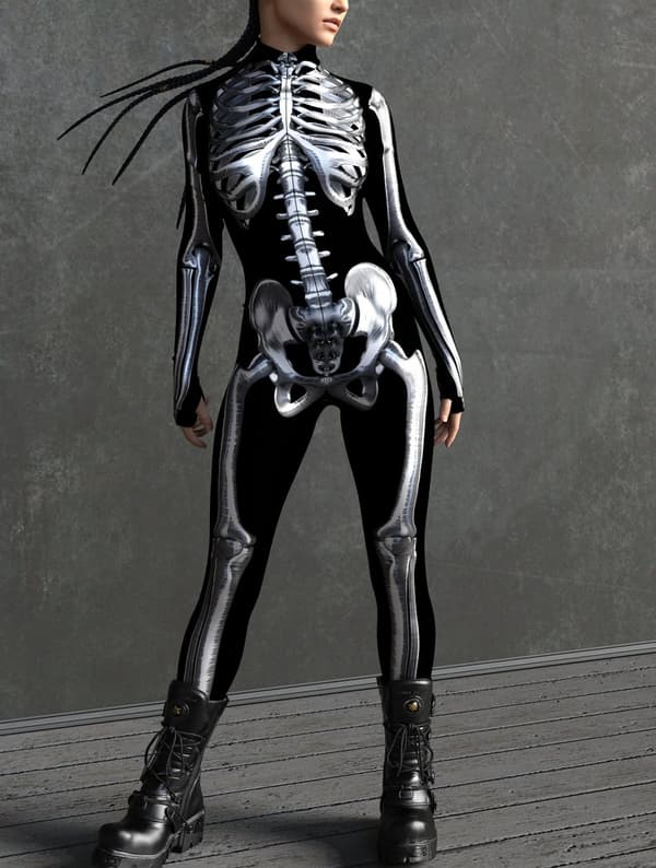 (M) Skeletkostume, Skelet Bodysuit