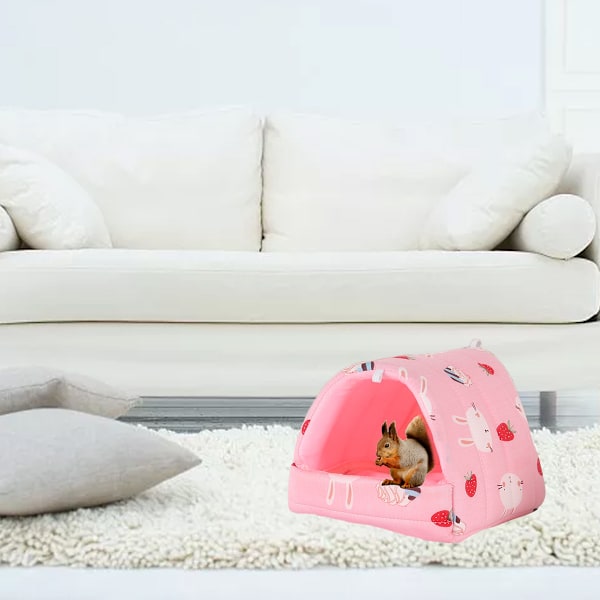1 kpl vaaleanpunainen hamsterin puuvillapesä neljässä koossa Valitse hollantilainen porsas kukkahaara Guinea Pig Nest talvivarusteet