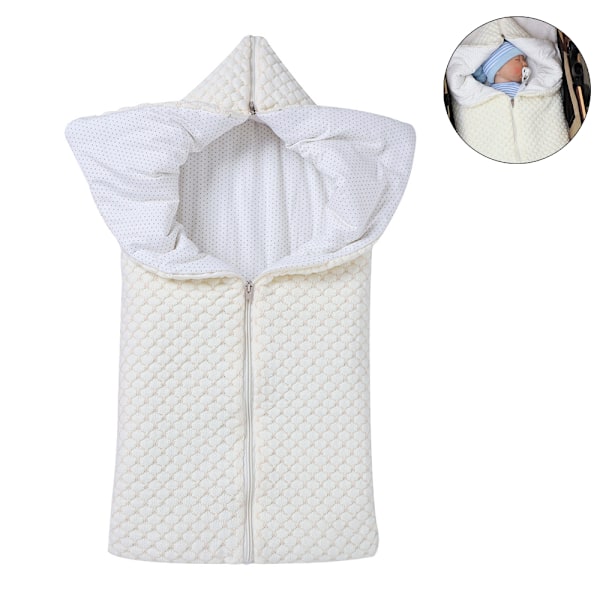 1 stk Baby Swaddle Tæppe Fleeceforet Bærbar Spædbarn Strikket Barnevogn Nap Wrap Plus Bomuld, Nyfødt Tyk Blød Varmt Sovesæk