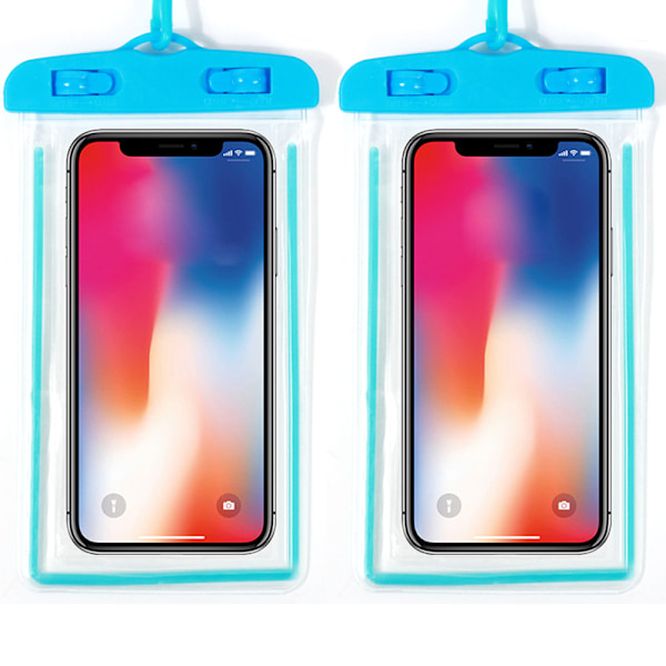 Vandafvisende Telefonpose 2-pak, Universal Mobiltelefon Vandtæt Under Vandtaske Tørpose
