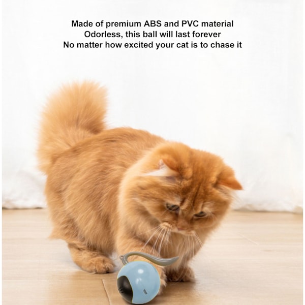 Automatisk Kattboll Leksak Touch Control USB Laddningsbar Interaktiv Smart Kattunge Rullande Boll med LED Färgrik Ljus Blå