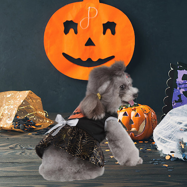 1 Sæt Græskar Spindelvæv Halloween Dyretilbehør Hundetøj Hexe Kjole Kæledyr Hundekostume Bat Kjole Juleaften