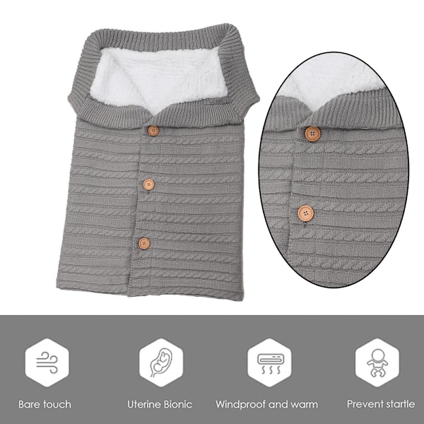 Nyfødt Baby Wrap Swaddle Tæppe Strikkesovesæk Modtagelsestæpper