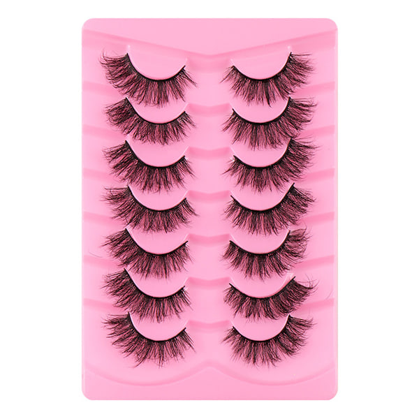 En boks med 7 par falske øyevipper i imitert sabelpels, 8D, krøllete, tykke, for scenemakeup