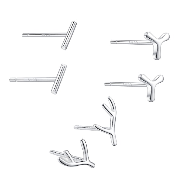 Sølv ørepynt for kvinner Enkle ørepynt Små stjerne Måne ørepynt Stick pierced pierced sølv ørepynt