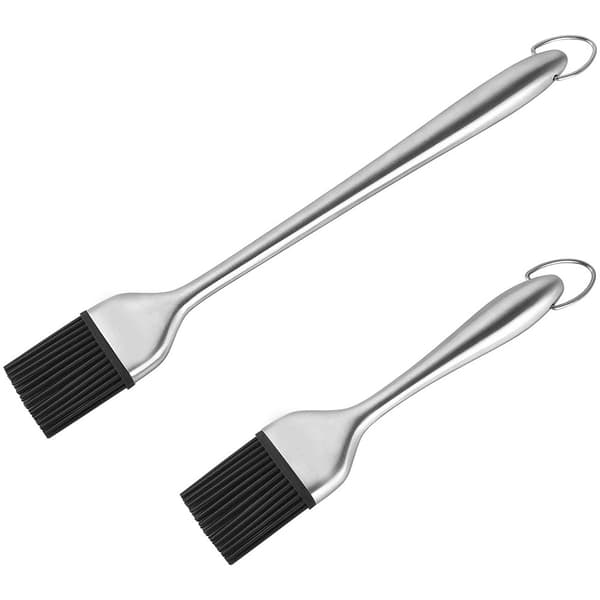 Ergonomic Handle Silicone Basting Brush, Upgraded Basting Brush with Non-shedding Bristles, Stainless Steel Core, Ideal for Cooking and[TT]