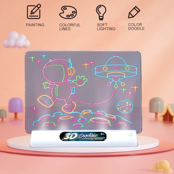 Ultimate Light Board DIY 3D Lysende Fargerik Doodle Lysbrett for Barn