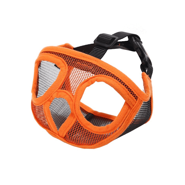 Kort nos hundmunstycke, andningsbart nätplatt munstycke för bulldog, mask bulldogmunstycke (orange)