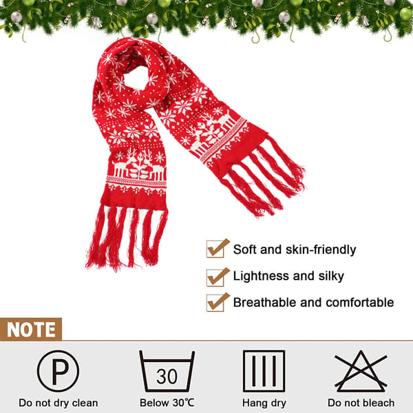 Unisex Jul Ren Snöflinga Halsduk Höst Vinter Varm Stickad Lång Halsduk