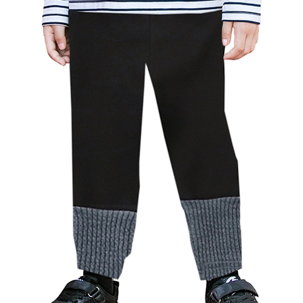 Babypants i ekstra tykt varmt fleece, høst- og vinterplysj-spleisleggings (svart)