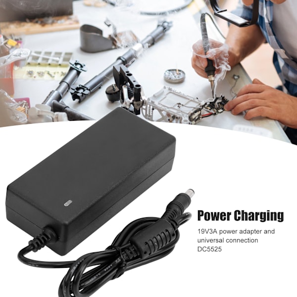 Strømforsyningskabel 19V 3A for D60 SQ‑001 Elektrisk Loddejern Lading AC100-240VUS Plugg