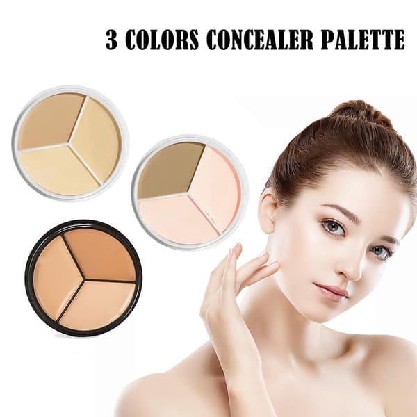 3-färgs makeup-contour ansiktskräm concealer-palett professionell för akne UK1 vit White 03 # One Size
