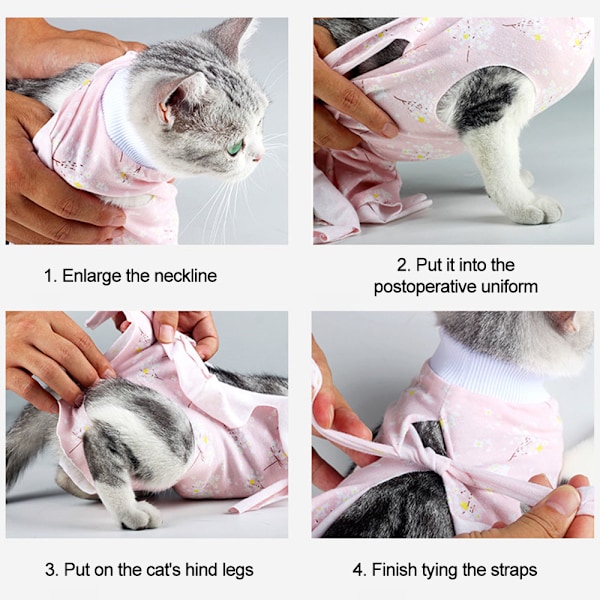 1 st tryckta modell katt kastrering/sterilisering dräkt Katt postoperativ dräkt avvänjningskläder Andningsbara husdjurskläder