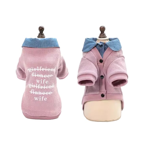 Pet Patchwork Stickad Hundtröja Varm Katt Vinterkläder för Kalla Dagar (Rosa)