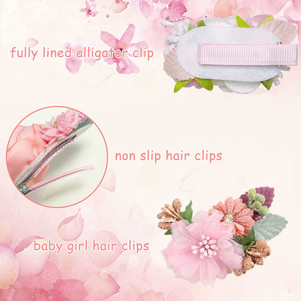 9 stk Blomsterklipp Hårspenner for Jente Blomsterklipp Barrettes med Fullt Fôret Hårtilbehør Jentegaver, Ulike stiler