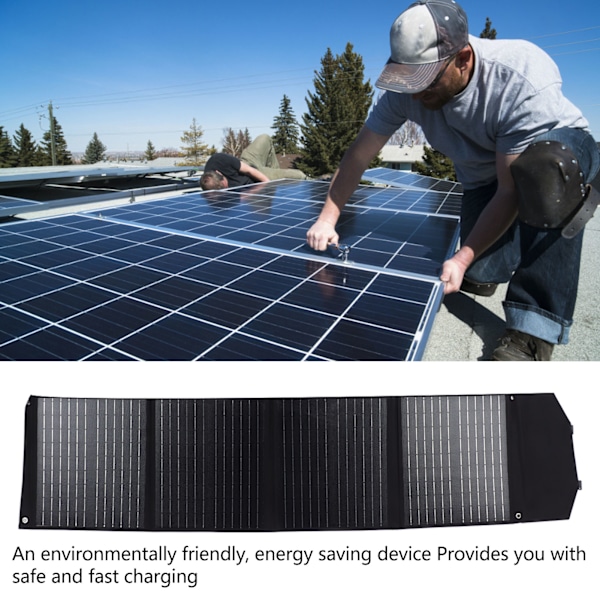 Foldbar Solpanel Vandtæt Bærbar 4 Foldbar Solpanel Batterilader til Camping Udendørs 100W 18V