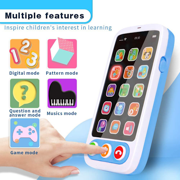 Babytelefon, Leksakstelefon med Ljus & Musik, Tidig Utbildning, Sinnesleksaker för Småbarn Pojkar och Flickor