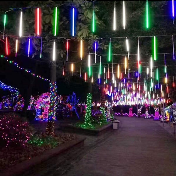 Falling Rain Lights Meteor Shower Lights Christmas Lights 30cm 8 Tube 144 LEDs, Falling Rain Drop Icicle String Lights for Christmas Trees Halloween