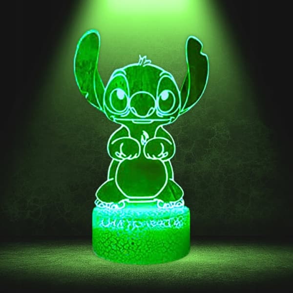 Lilo og Stitch STICH 16 LED 3D Nattlampe for barn + fjernkontroll[TT]