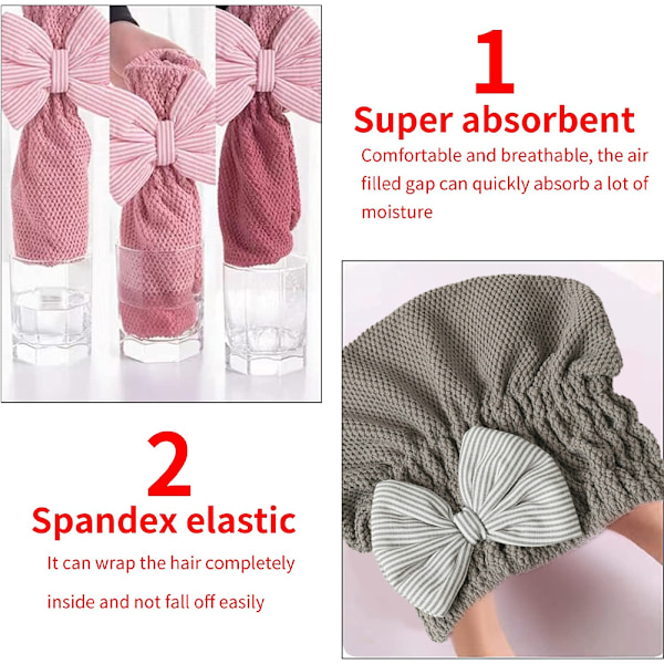 Mikrofiber Hårhandduk för Snabbtorkande Hår Mjuk Hår Turban