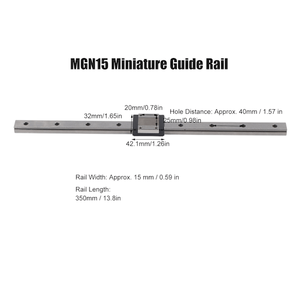 MGN15 Lineær Guide Kerne Industrielt Automatisering Udstyr Lineær Bevægelse Glidebaner 350mm