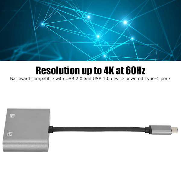 2-i-1 Type-C till HD Multimedia Interface VGA-adapter 4K och 60Hz USB-dockningsstation