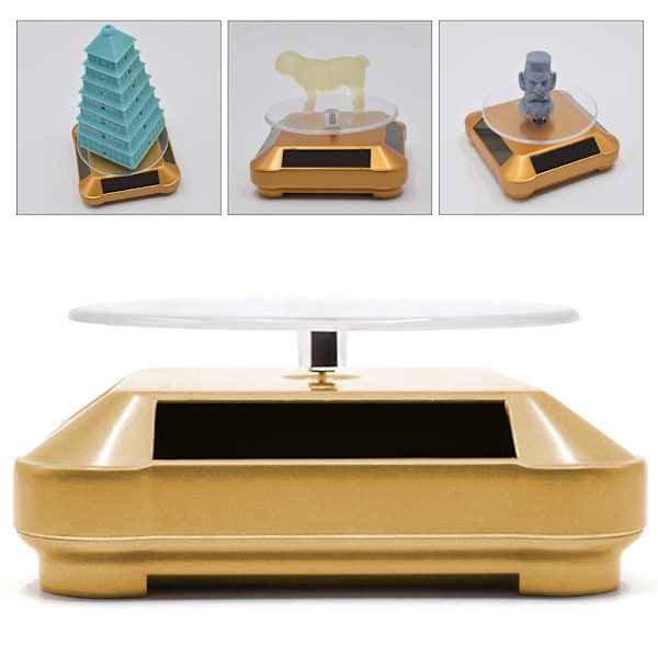 Solcelled Display Stativ Drejeskive, Batteri Dobbelt Brugt Roterende Display til Smykker Spinner Ur Hobby Samling Hylde