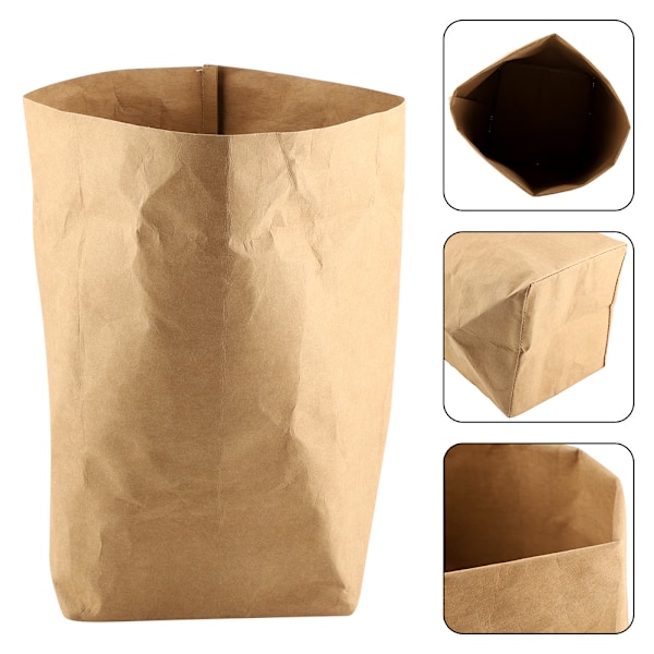 Kraftpapperspåse Blomkruka Växtkruka Omslag Behållare Multifunktionell Förvaringsficka (20*20*35cm)