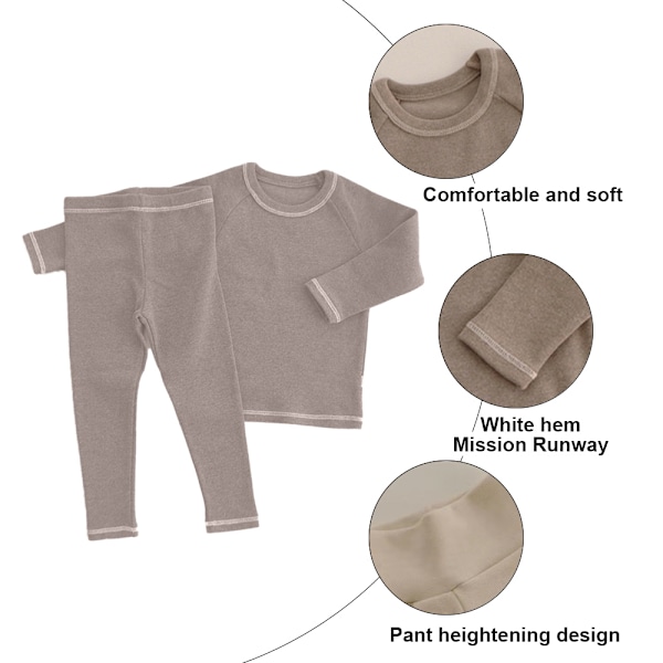 Barnkläder kostym barn basrock baby vår och höst hem kläder pyjamas (Khaki)
