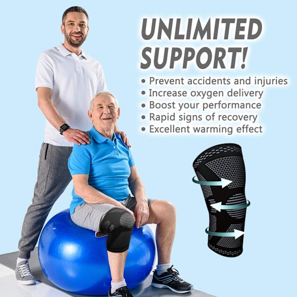 2-pack Knäkompressionsskydd - Knäskydd för Män & Kvinnor, Knästöd för Träning, Löpning, Basket, Gym, Styrketräning, Träning, för