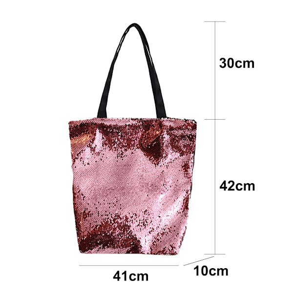 Sequin Tote Bag Stor Håndveske Mote Handlepose for Kvinner