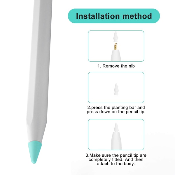Silikonbeskyttende skrivetips Kompatibel med Apple Pencil 1. og 2. generasjon - Sklisikker og lydløs - 10 stk