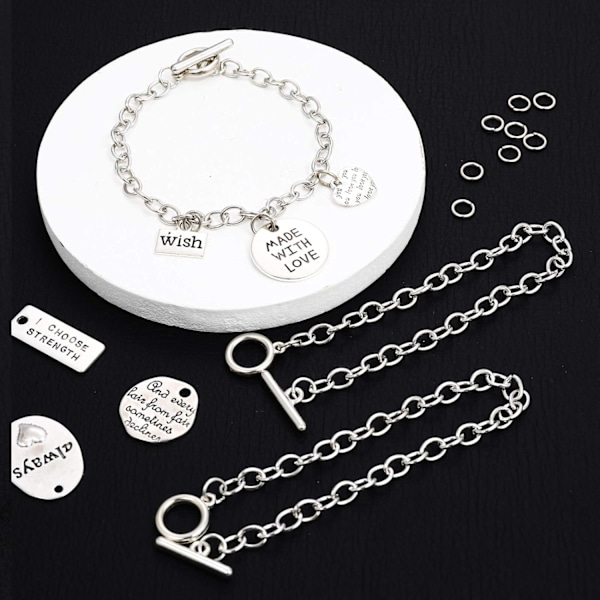 12 stk. Kædearmbånd Legering Metalbelagt Ledarmbåndskæder med OT Toggle Spænder til Mænd Kvinder Charm Minimalistisk Smykker Armbåndsfremstilling