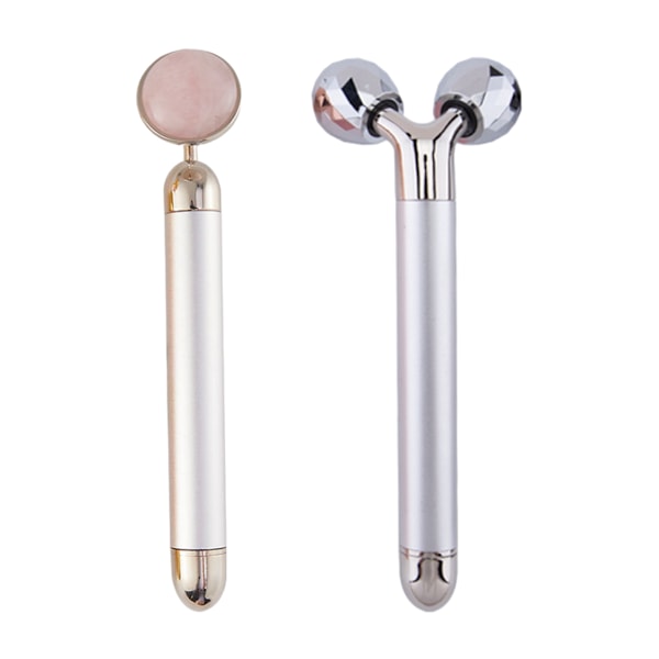 2-i-1 Elektrisk Ansiktsrulle, 3D Jade Ansiktsmassager Set för Ansikte, Arm, Öga, Näsa Massager Hudvård Verktyg Presentset