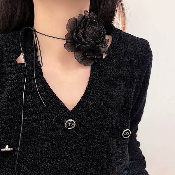 2 st Flower Rose Choker Halsband Stort Blom Camelia Choker Halsband för Kvinnor Sommar Strand Halsband Smycken för Kvinnor Flickor