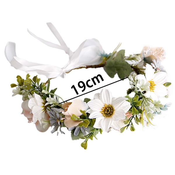 Boho Blomster Hodebånd Hårkrans Blomsterkrans Krone Halo Hodeplagg med Bånd Bryllup Festival Fest