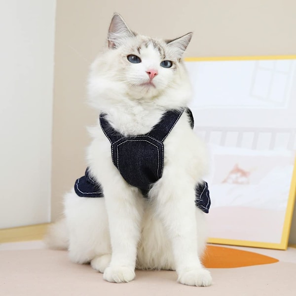 Hundklänningar för små hundar Flickkläder Hund Denimklänning Valp kjolar Sommar Bowknot Denim Hundklänning